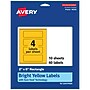 Avery Laser/Inkjet Rectangle Multipurpose Labels, 2" x 6", Bright Yellow, 40/Pack (94242)~#|#~A08FB9BC-C00E-4A92-910193B1FC9DA555_sc7