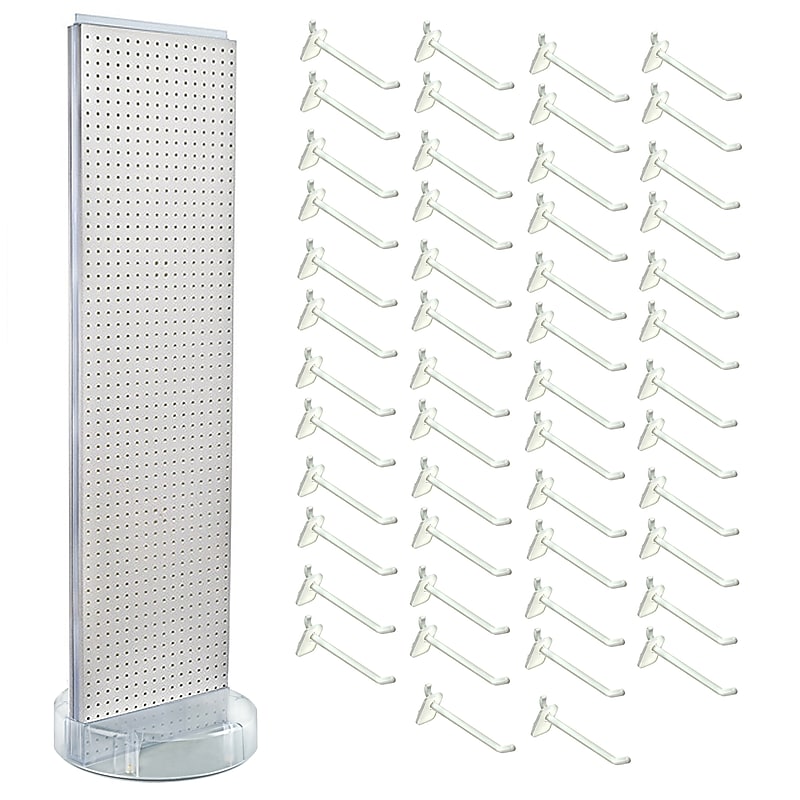 Azar Revolving Studio Base 60" x 16" Pegboard Floor Stand, White (700780-WHT-6W50) image 1