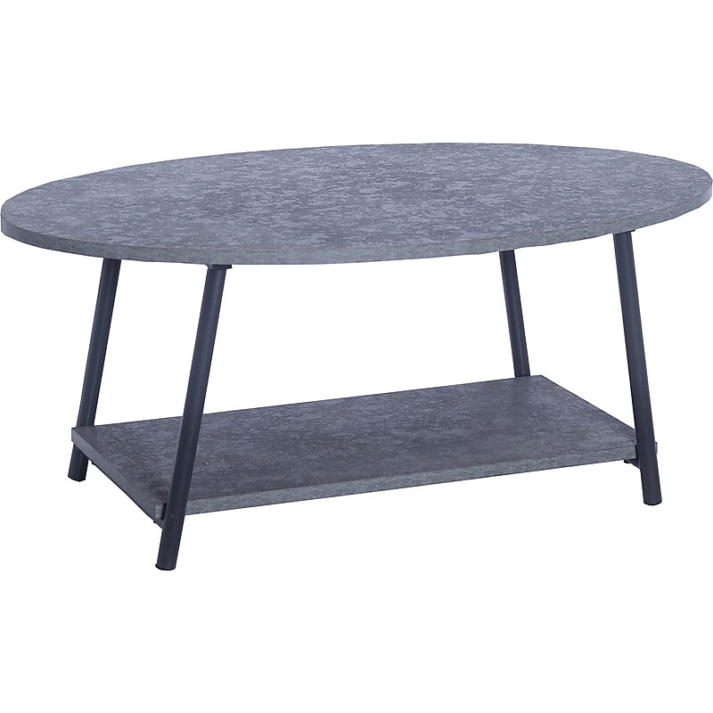 Household Essentials Jamestown 39"W x 23"D Laminate Coffee Table, Rustic Slate Concrete/Black (8147-1) image 1