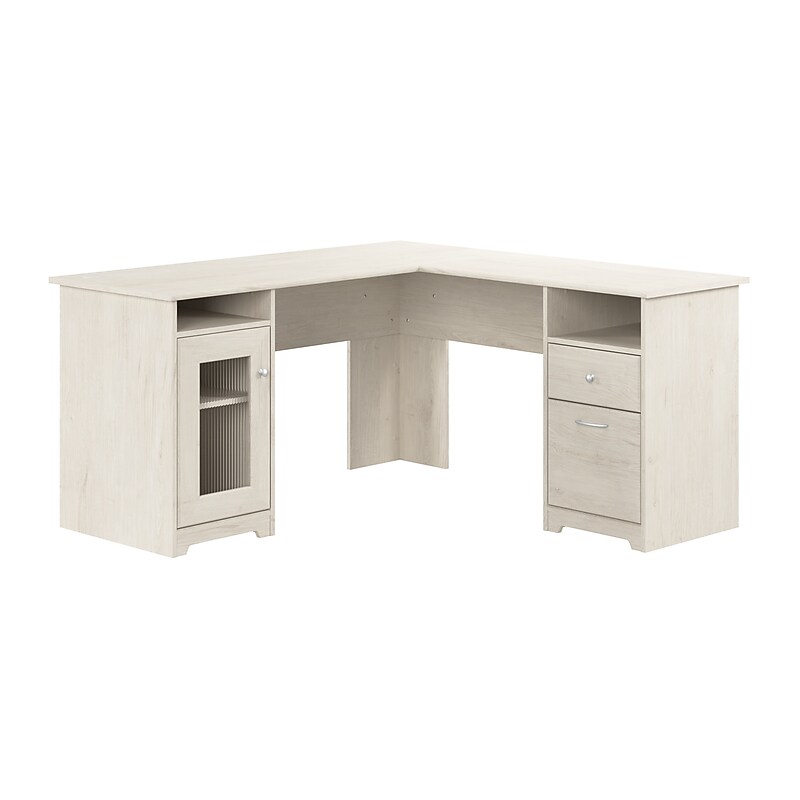 Bush Furniture Cabot 60"W Wood L-Shaped Computer Desk, Linen White Oak (WC31130K) image 1