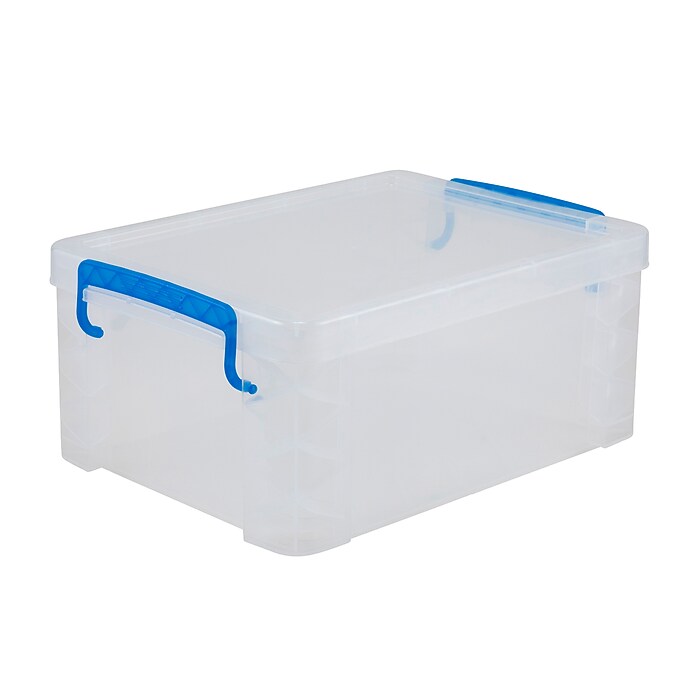 Advantus Super Stacker Snap Lid Storage Box, Clear/Blue (39811