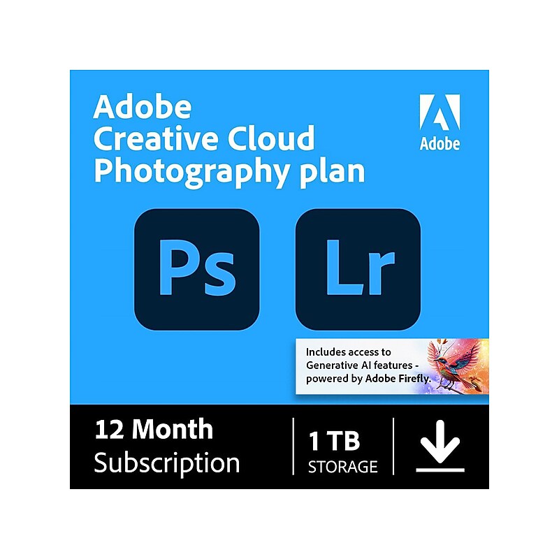 Adobe Creative Cloud Photography Plan for 1 User, Windows/macOS, Download image 1