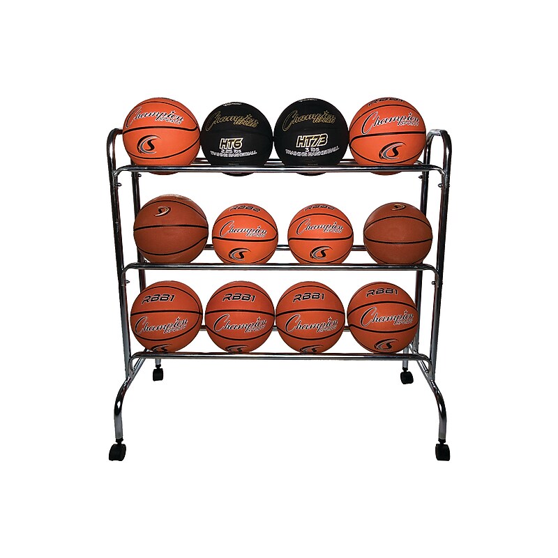 Champion Sports 3 Tier Portable Ball Rack, Black (BRC3) image 1