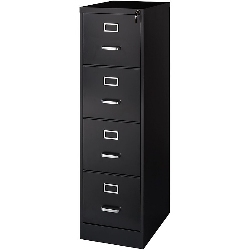 Staples Commercial 4-Drawer Vertical File Cabinet, Locking, Letter, Black, 22"D (22337D) image 1