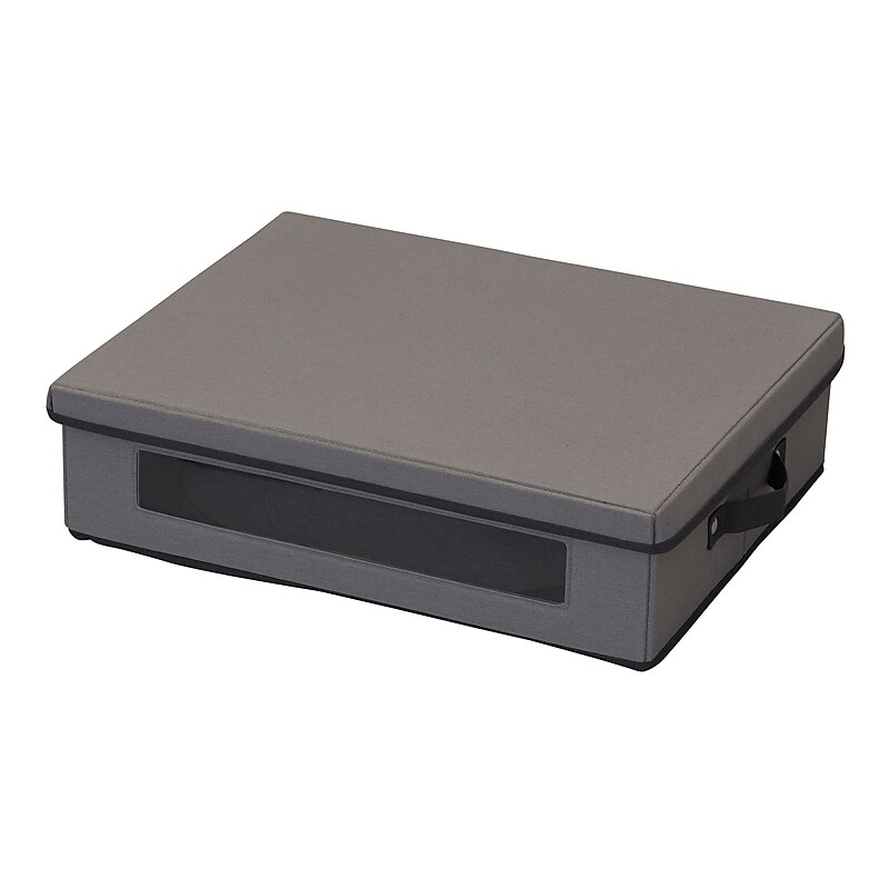 Household Essentials 23.23 Quart Platter Storage Chest with Lid, Fabric, Gray (52549-1) image 1