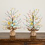 Nearly Natural 18-in Pre-Lit Artificial Easter Egg Twig Tree with 30 LED Lights in Burlap Wrapped Base - Set of 2 (T5467)~#|#~A0CFAB50-7A6A-44B8-90A0AFC5C9F28D4B_sc7