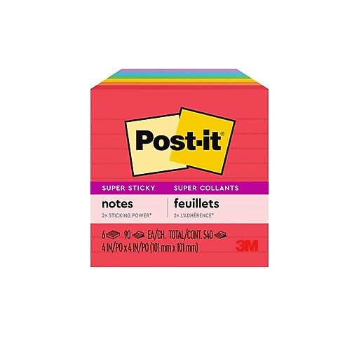 Postit Super Sticky Notes, 4" x 4", Playful Primaries Collection