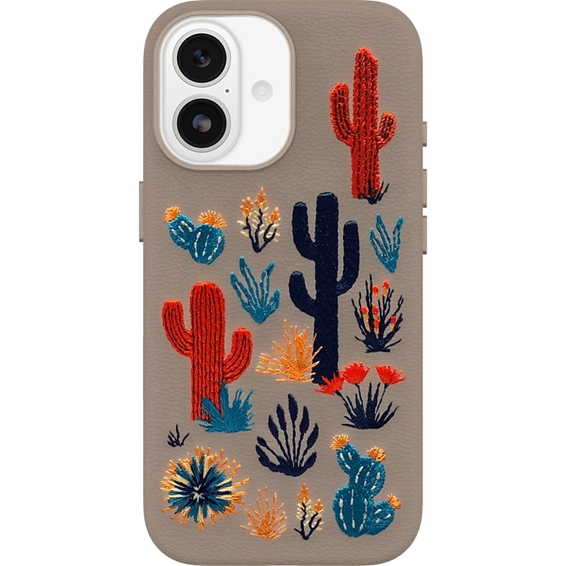 OtterBox Symmetry Series MagSafe Phone Case for Apple iPhone 17, Shock Absorbing, Cactus Garden (Grey) (77-98748) image 1
