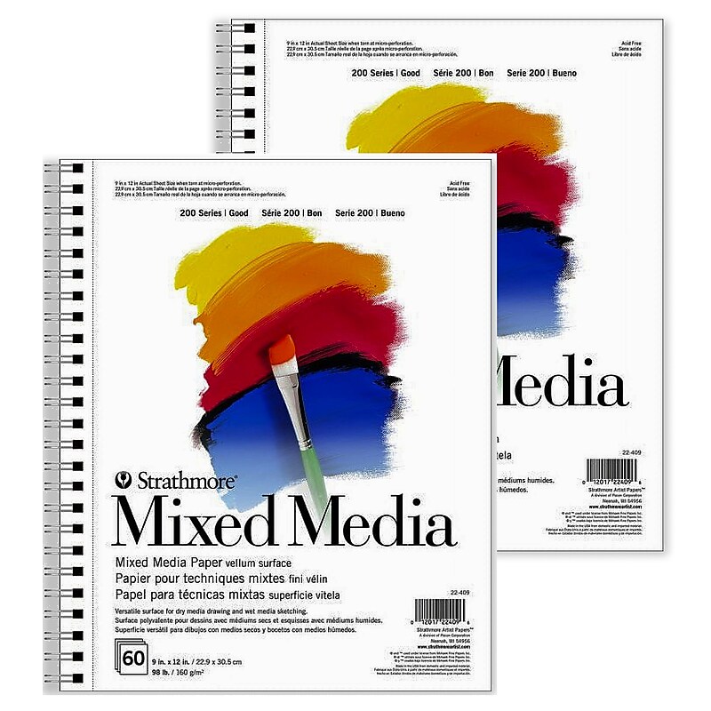 Strathmore 200 Series 9" x 12" Mixed Media Sketch Pad, 60 Sheets/Pad, 2/Bundle (STTP22409-2) image 1
