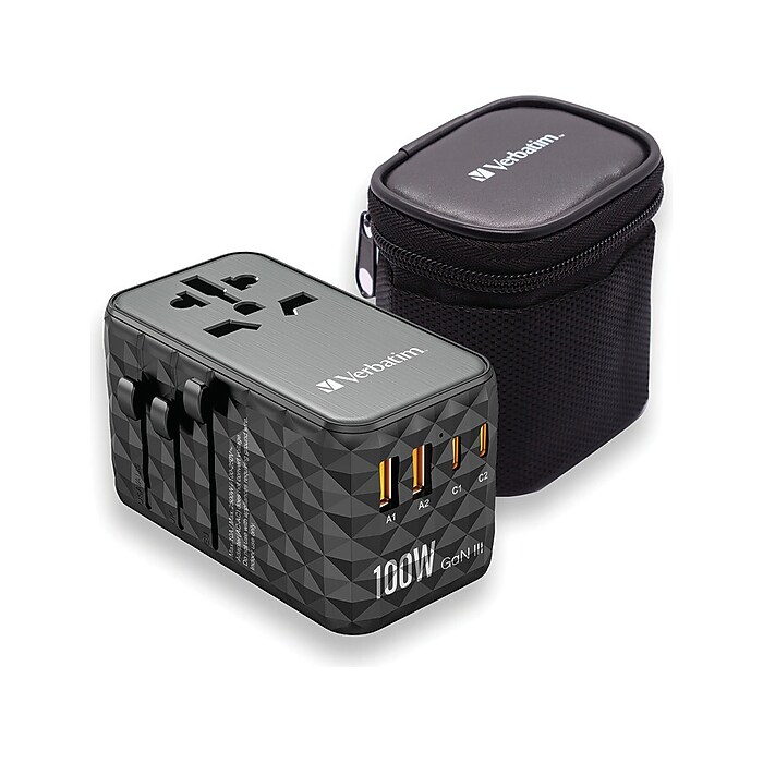 Verbatim UTA-06 Plastic Travel Power Adapter, Black (32121) | Staples