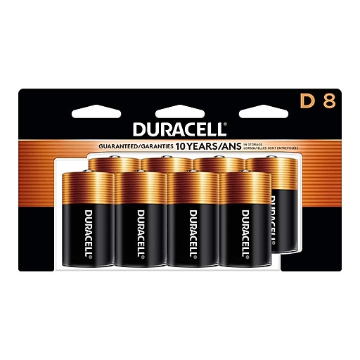 Duracell Coppertop D Alkaline Batteries, 8/Pack (MN13R8DW) Staples