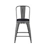 Flash Furniture Lincoln Contemporary Metal Vertical Back Counter Height Stool, Clear Coat/Black (XUDGTP01B24PL1B)~#|#~A0F112DC-B066-426E-B646BE844C185BF2_sc7