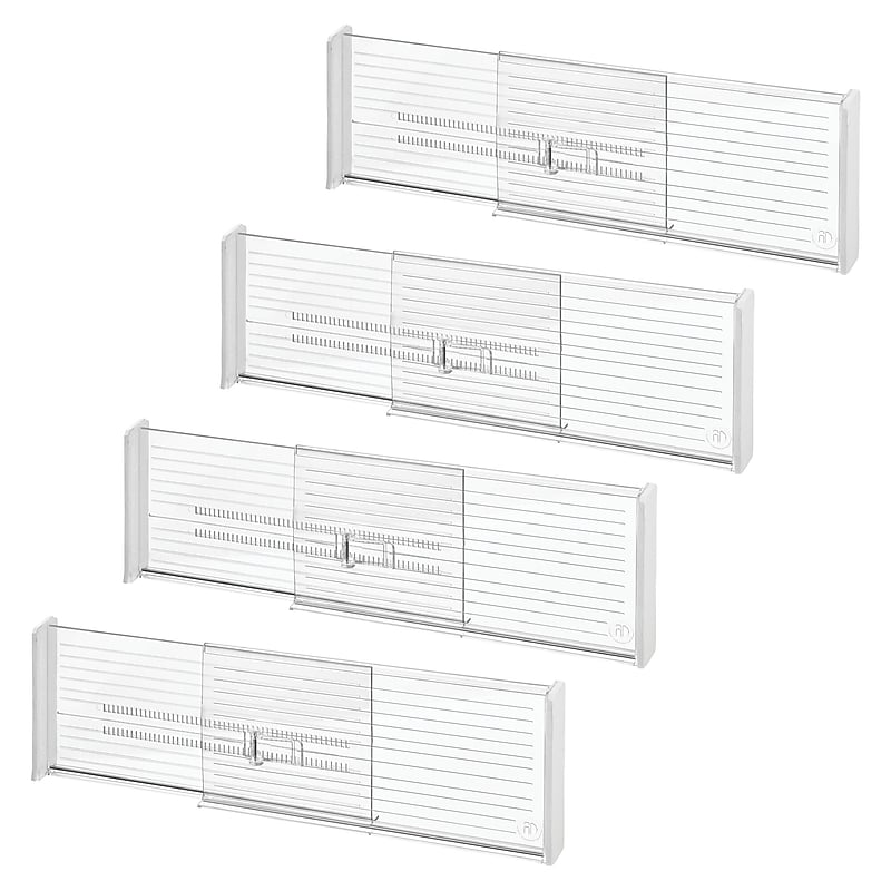 iDESIGN Expandable 4-Piece Plastic Drawer Dividers, Clear (29072M4) image 1