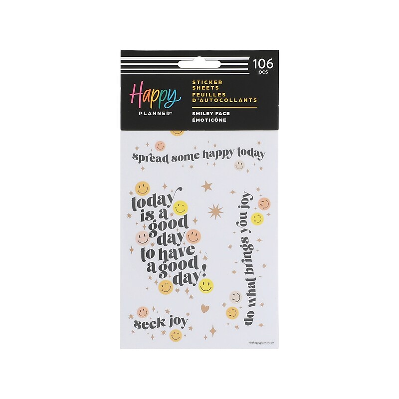 The Happy Planner Smiley Face Stickers, Assorted Colors, 106/Pack (SP4H5-044) image 1
