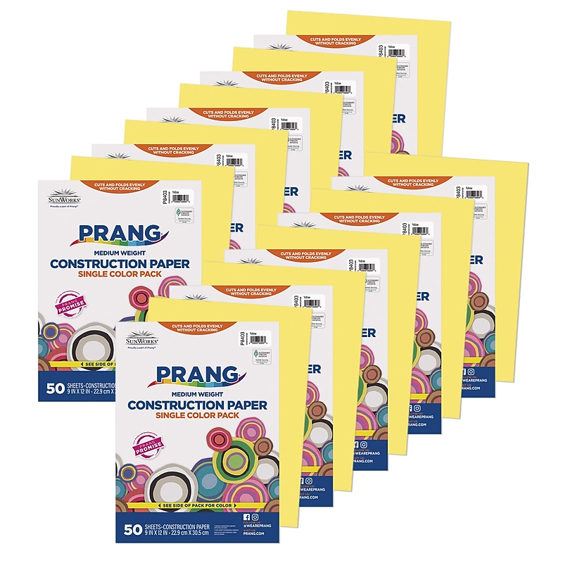 Prang 9" x 12" Construction Paper, Yellow, 50 Sheets/Pack, 10 Packs/Bundle (PAC8403-10) image 1