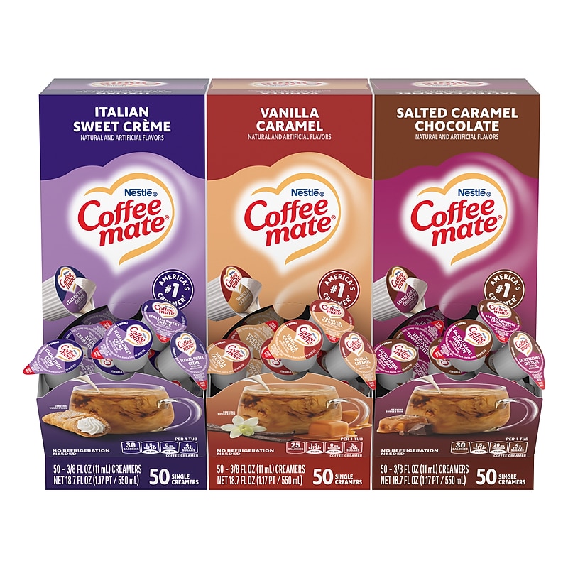 Coffee mate Liquid Creamer Singles Assorted Flavors Dairy Free Liquid Creamer, 0.375 oz., 150/Carton (12614859) image 1