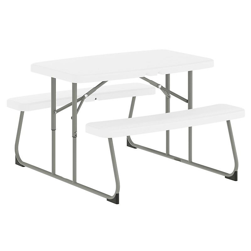 Flash Furniture Paige Rectangular Folding Kids Picnic Table and Benches, 32.625" x  37.5", White (RBEBB2432FD2WH) image 1