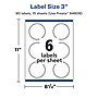 Avery Laser/Inkjet Burst Multipurpose Labels, 3" Dia., White, 90 Labels/Pack (94609)~#|#~A1189F99-A09B-438A-81401F42FA0B8A19_sc7
