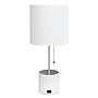 Simple Designs Hammered Metal Organizer 18.50" LED Table Lamp with USB Charging Port, White (LT1085-WHT)~#|#~A1253688-916D-4864-9F4342945F1202EE_sc7