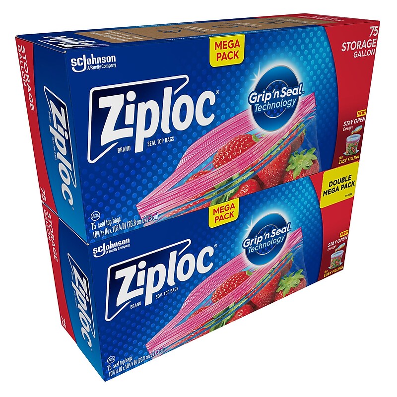 Ziploc Storage Bag, Gallon, 75 Bags/Pack, 2 Packs/Carton (314480) image 1