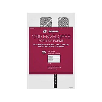 Adams 2022 Peel & Seal 1099 Tax Form Envelopes, White, 25/Pack (STAX1-22)