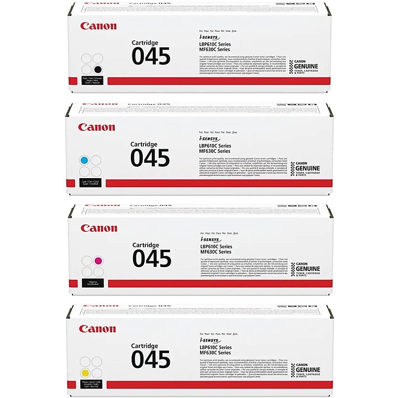 Canon 45 Black/Cyan/Magenta/Yellow Standard Yield Toner Cartridges, 4/Pack image 1