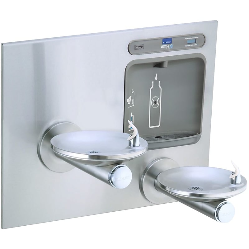Elkay ezH20 Wall Mounted Dual Station Drinking Fountain with Hands Free Bottle Filler, 18-1/2" (EZWS-EDFPBM117K) image 1