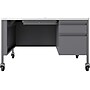 Hirsh Teacher's 48"W Mobile Single-Pedestal Teacher's Desk, Platinum/White (22647)~#|#~A150B3C1-C317-41D4-9C672776C687DC20_sc7