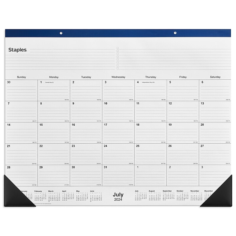 2024-2025 Staples 22" x 17" Academic Monthly Desk Pad Calendar, Navy  (ST59497-23) image 1