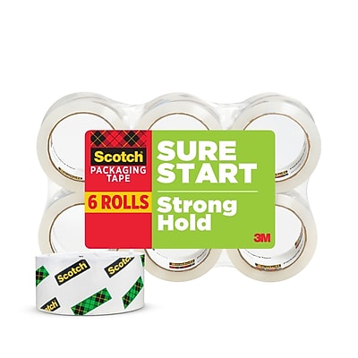 Scotch Sure Start Heavy Duty Packing Tape, 1.88" x 54.6 yds., Clear, 6/Pack (3500-6)