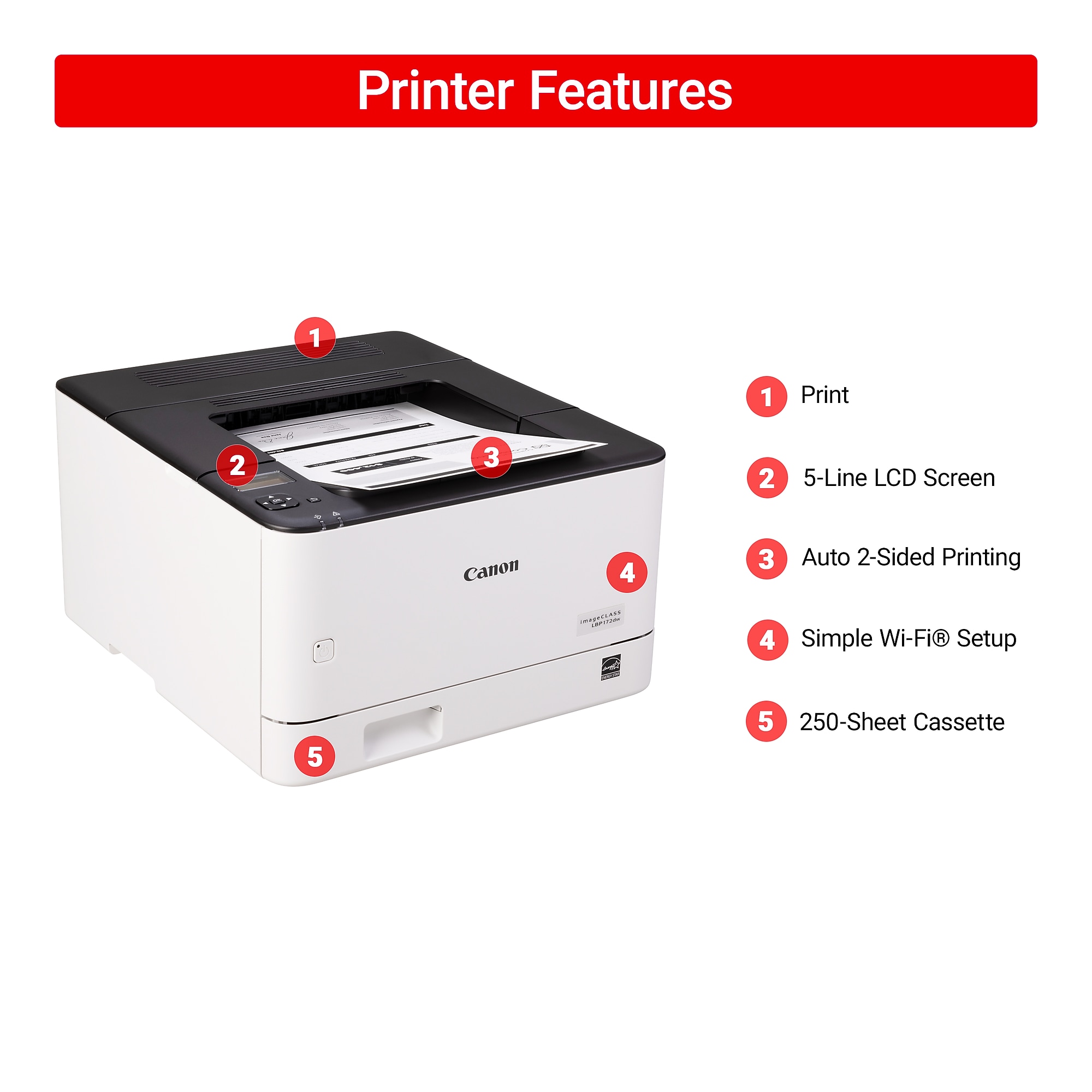 Canon imageCLASS LBP172dw Wireless Black & White Laser Printer, Single-Function, Print (6353C004) Sansujyuku sansujyuku.com