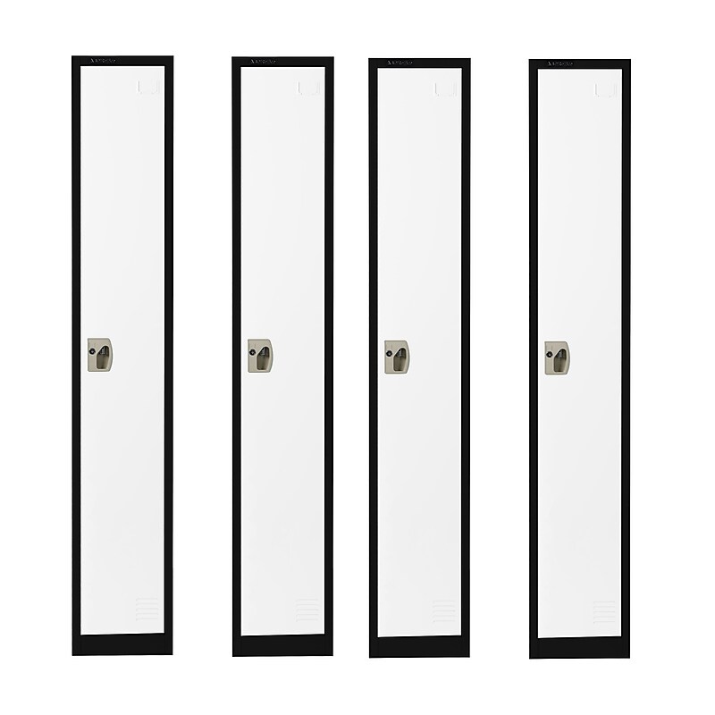 AdirOffice 72" Single Tier Black and White Storage Locker, 4/Pack (ADI629-201-B-W-PKG-4) image 1