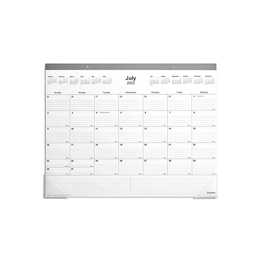 20232024 Staples 22" x 17" Academic Monthly Desk Pad Calendar, Gray