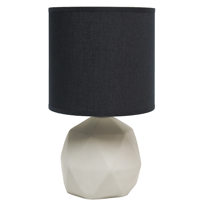 Creekwood Home Geometric Concrete 10.62" LED Table Lamp, Black (CWT-1011-BK) image 1