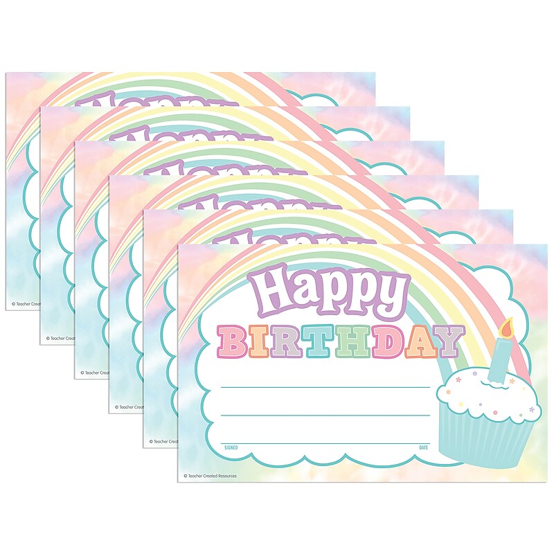 Teacher Created Resources Pastel Pop Happy Birthday Awards, 25/Pack, 6 Packs/Bundle (TCR8447-6) image 1
