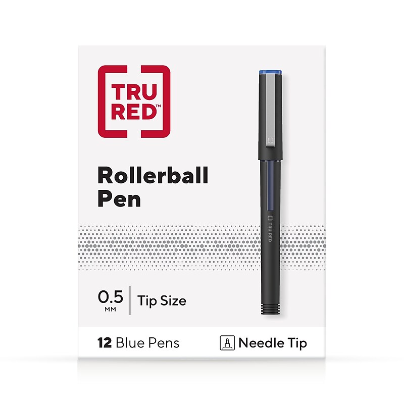 TRU RED™ Rollerball Pens, Needle Tip, Blue, Dozen/Pack (TR57325) image 1