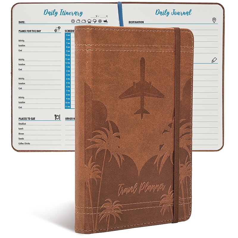 Global Printed Products Travel 5" x 7" Planner, Paperboard Cover, Brown (GPP-0119-A) image 1