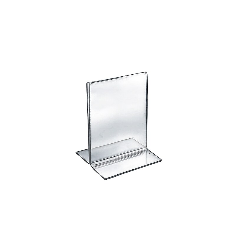 Azar Sign Holder, 5" x 6", Vertical, Clear Acrylic, 10/Pack (152724) image 1