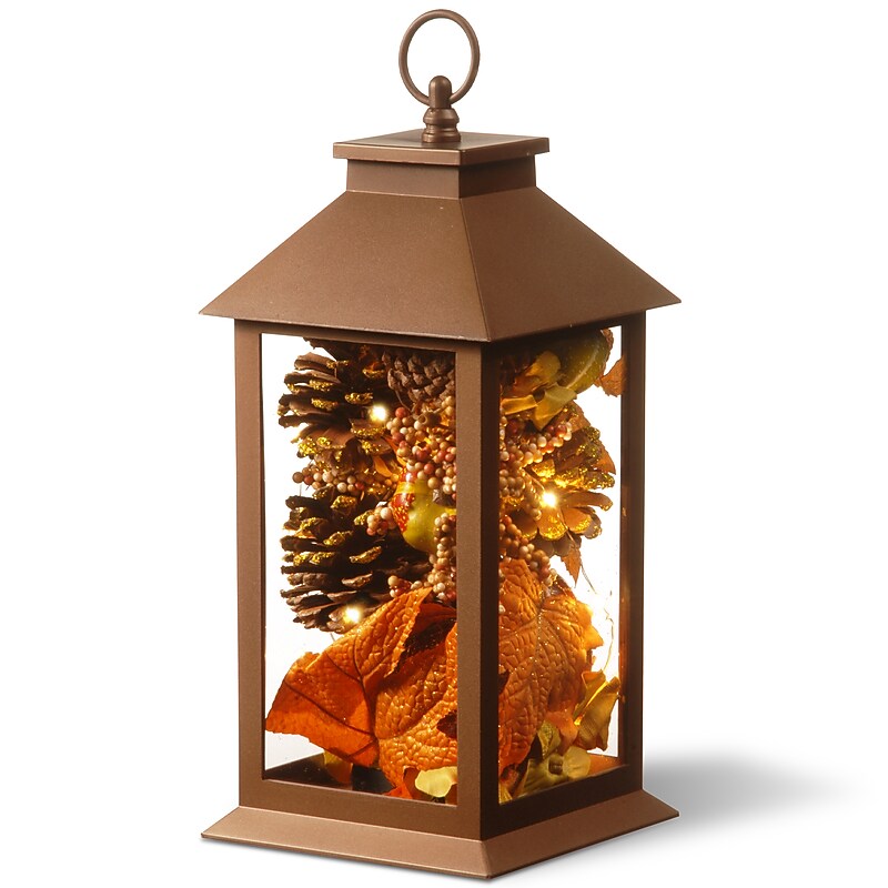 National Tree Company 12" Decorative Autumn Lantern with LED Lights (RAH-17C042B-1) image 1
