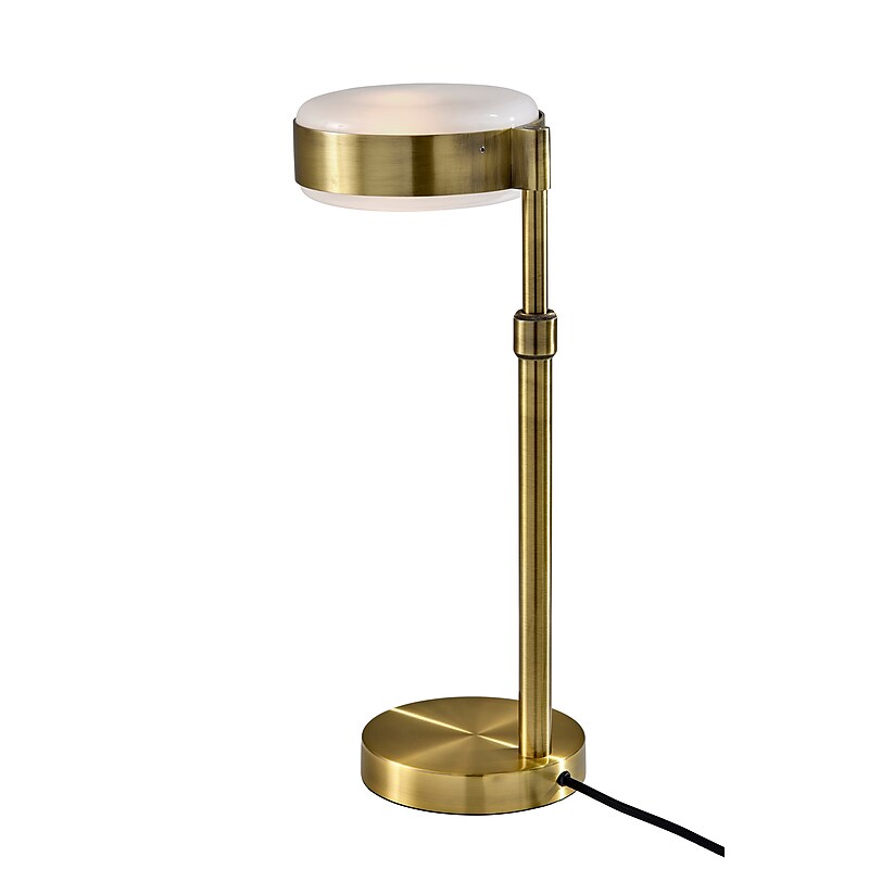 Adesso Linis 24" Incandescent Table Lamp, Antique Brass/White (AD9104-21) image 1