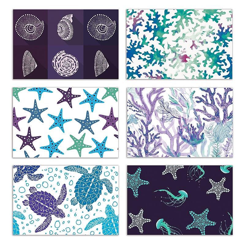 Better Office Cards with Envelopes, 4" x 6", Sea Life, 50/Pack (64559-50PK) image 1