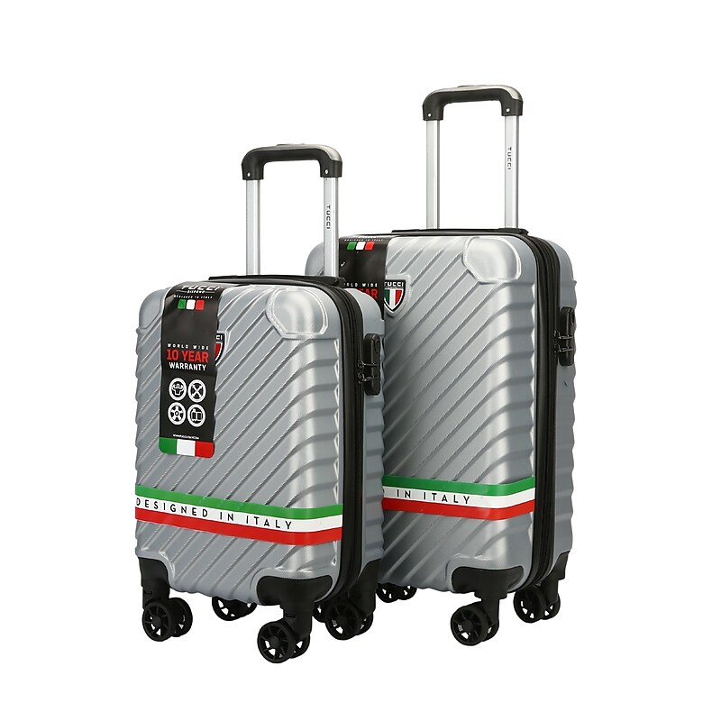 TUCCI 2-Piece Hardside Spinner Carry-On Luggage Set, TSA Checkpoint Friendly (T0293-02PC-SLV) image 1