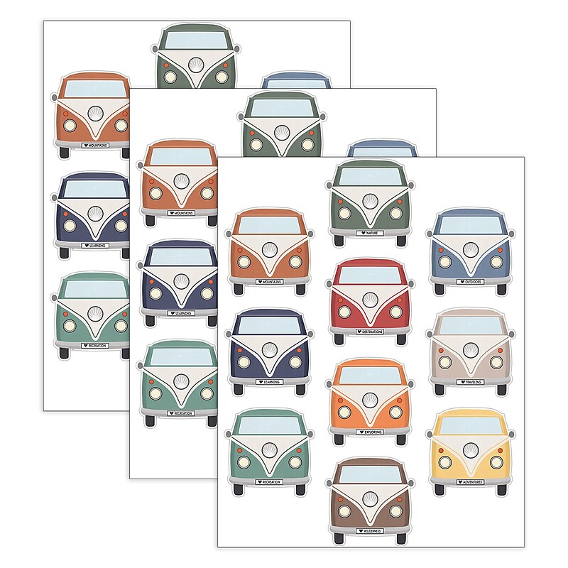 Teacher Created Resources Moving Mountains Road Trip Camper Vans Accents, 30/Pack, 3 Packs/Bundle (TCR9238-3) image 1