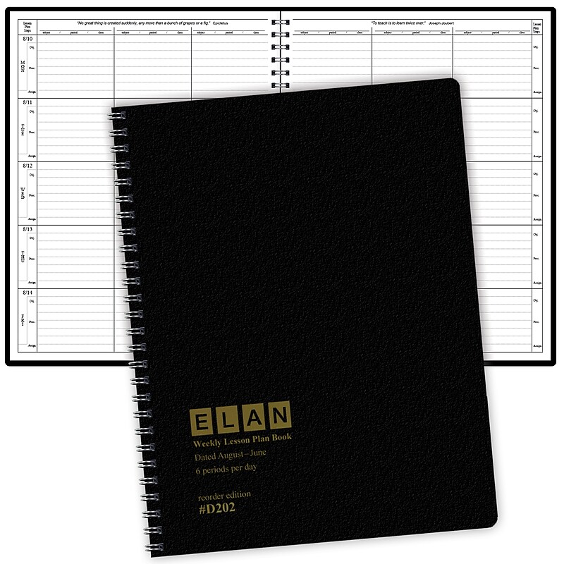 2026-2027 ELAN 8.5" x 11" Academic Weekly & Monthly Teacher Planner, Paperboard Cover, Black (D202-AY26) image 1