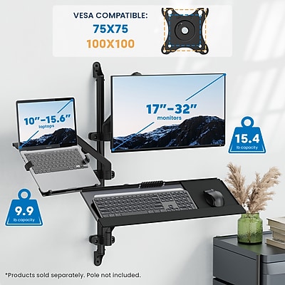 Mount-It! Counterbalance Laptop Arm for Wall and Pole Mounting | holds up to 15.4 lbs | MI-1765LT - Thumbnail 5