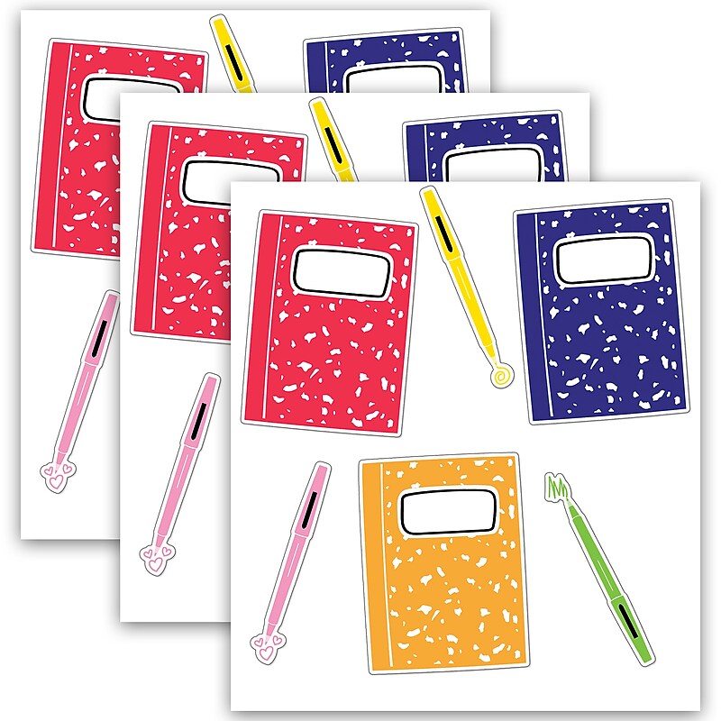 Carson Dellosa Education Notebooks and Pens Cut-Outs, 36/Pack, 3 Packs/Bundle (CD-120632-3) image 1