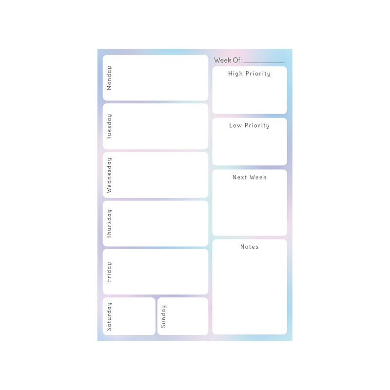 Global Printed Products 6" x 9" Weekly To-Do Pad, Multicolor (PAD-69TD-04-S) image 1