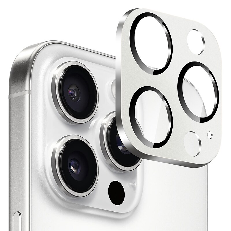 SaharaCase Ultra-Strong Camera Lens Protector for Apple iPhone 16 Pro and 16 Pro Max, White Titanium, 2/Pack (ZD00162) image 1