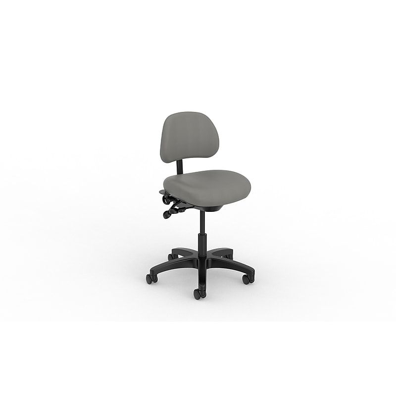 healtHcentric Armless Frixion Technician Stool with Backrest with Lumbar Support, Dark Grey image 1