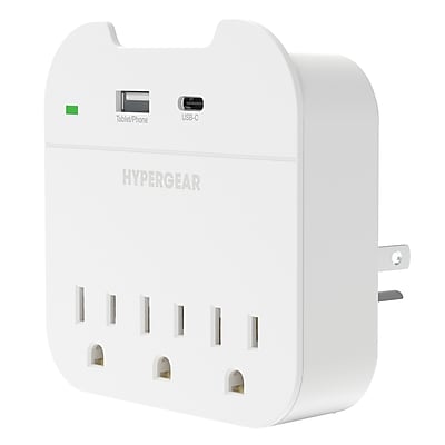 HyperGear 3-AC Outlet and 2-USB Port Multi Plug Outlet Extender Wall Tap with Phone Holder, White (15705) Simolary simolary.com